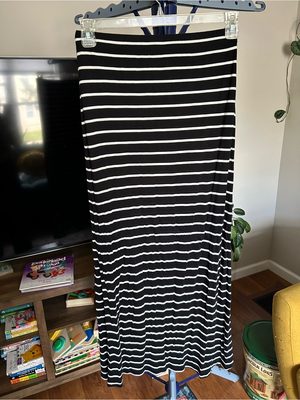 Garage Black and White Striped Maxi Skirt